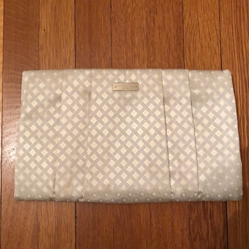 Satin ivory and gold Kate Spade clutch.